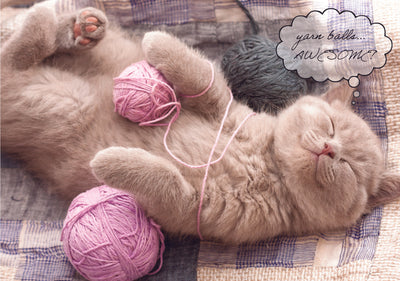 Birthday Cat Card - Yarn Balls...AWESOME!
