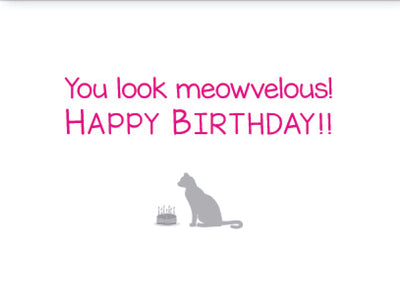 Birthday Cat Card -You Look  Meowvelous