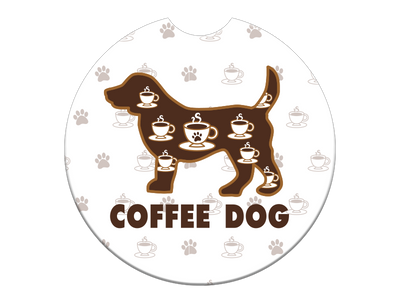 Absorbent Stone Auto Coaster - Coffee Dog
