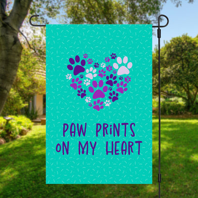Paw Prints on my Heart Garden Flag - Item #7109