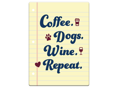 Rectangle Magnet - Coffee. Dogs. Wine. Repeat.