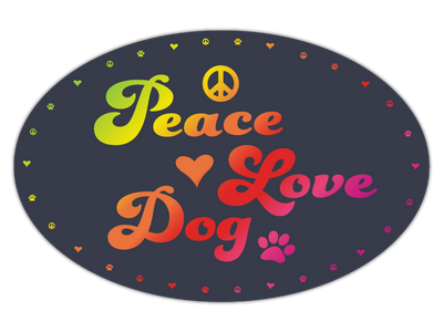 Oval Shaped Magnet - Peace Love Dog