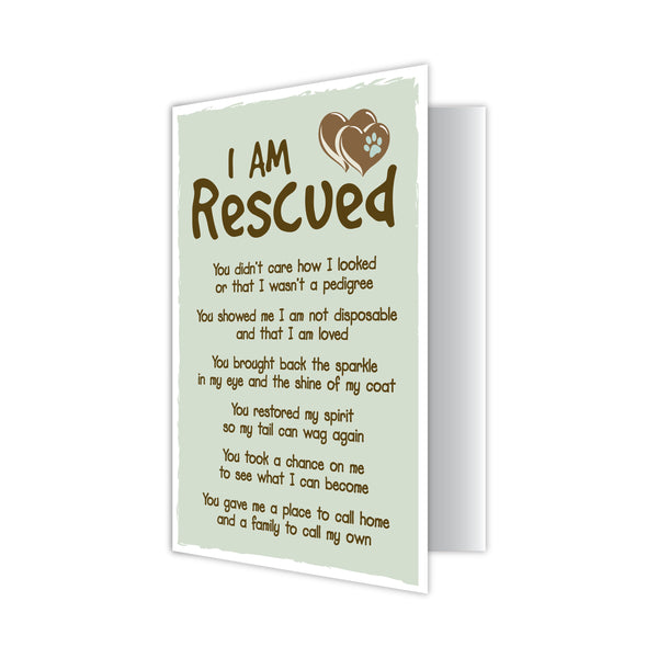 Wholesale Pet Rescue Card - I am Rescued | Dog Speak Cards