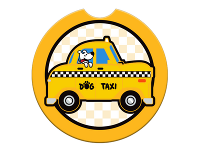 Absorbent Stone Auto Coaster - Dog Taxi